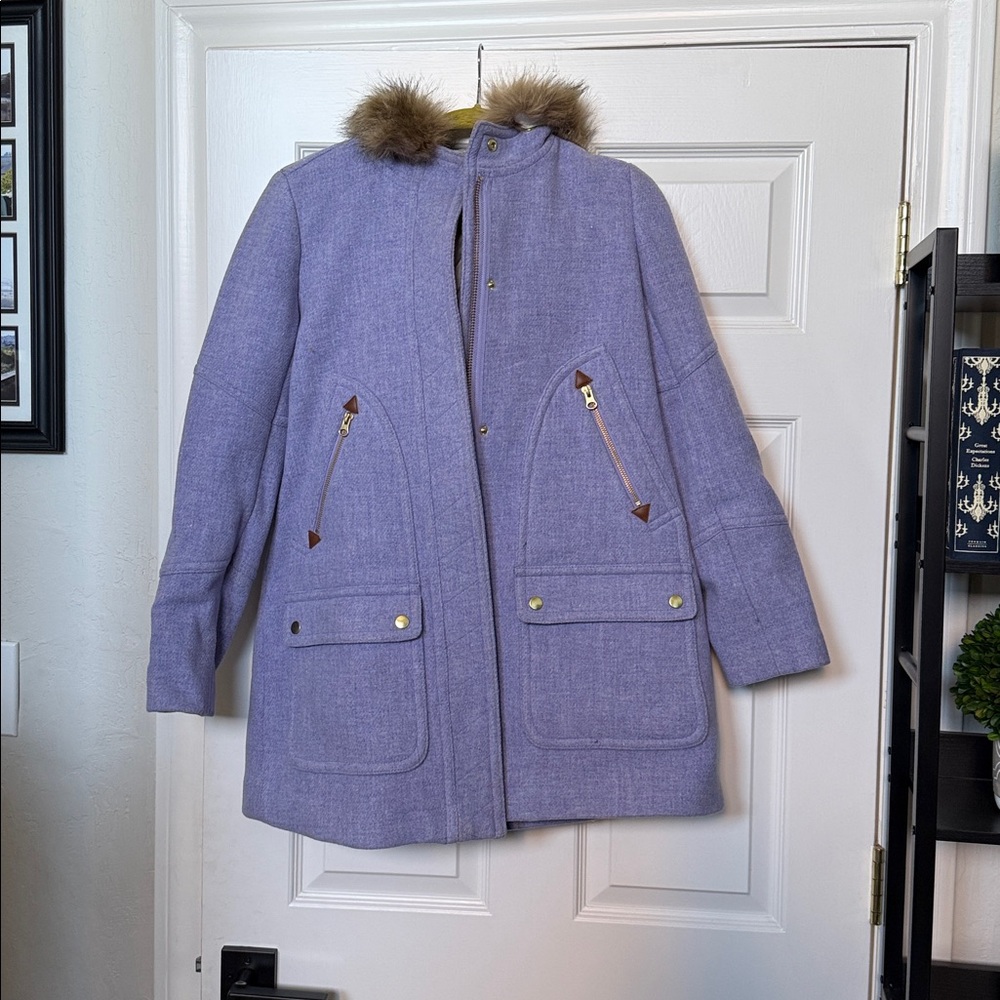 J. Crew Italian Stadium Cloth Coat Nello Gori Lavendar